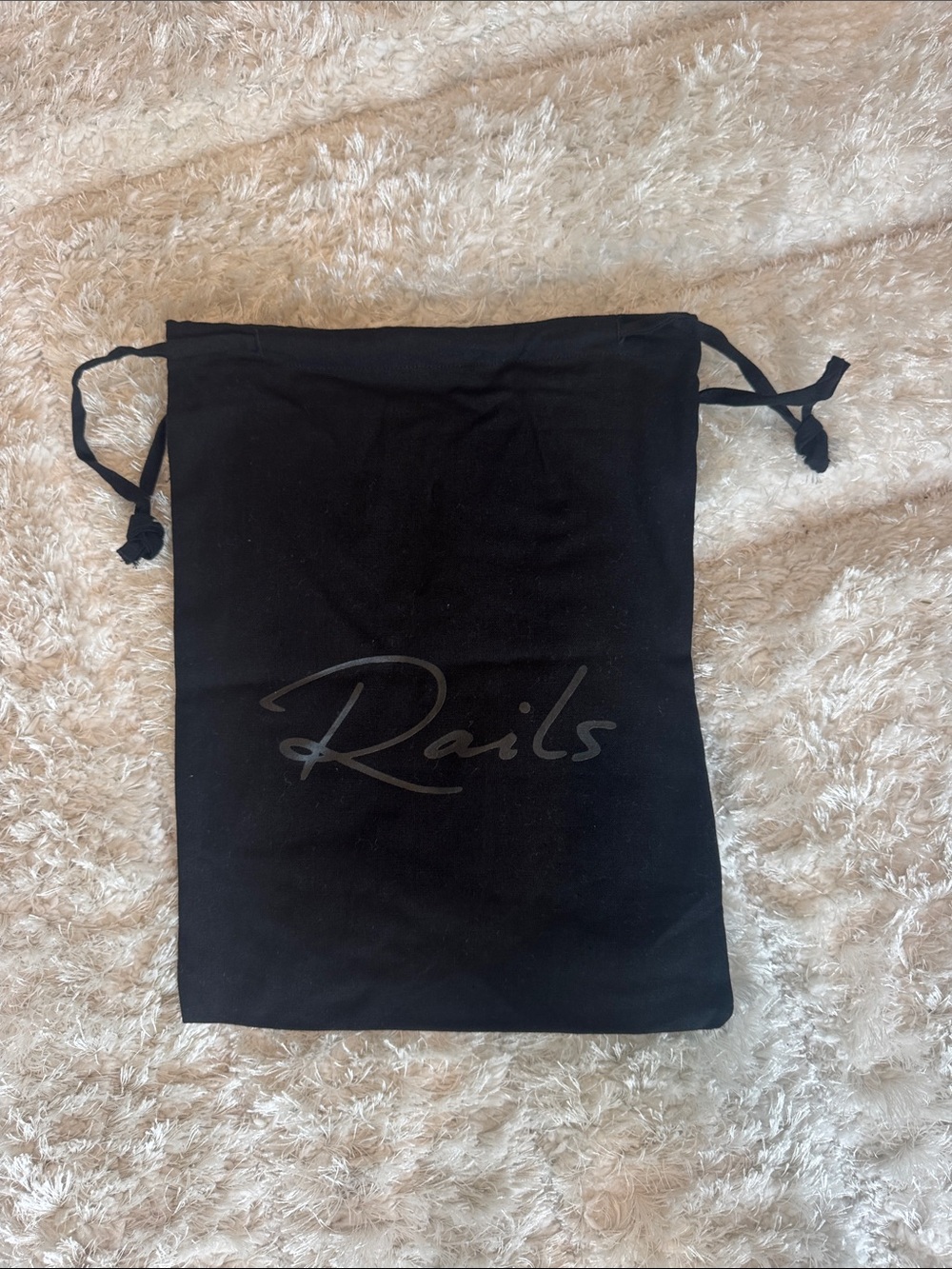 Rails Black Drawstring Logo Pouch
